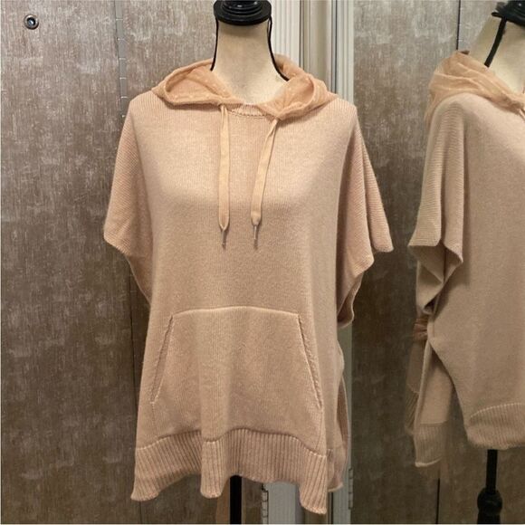 Red Valentino Women's Tan/ pink mesh detailed Hooded Sweater, XS, oversized - Picture 1 of 12